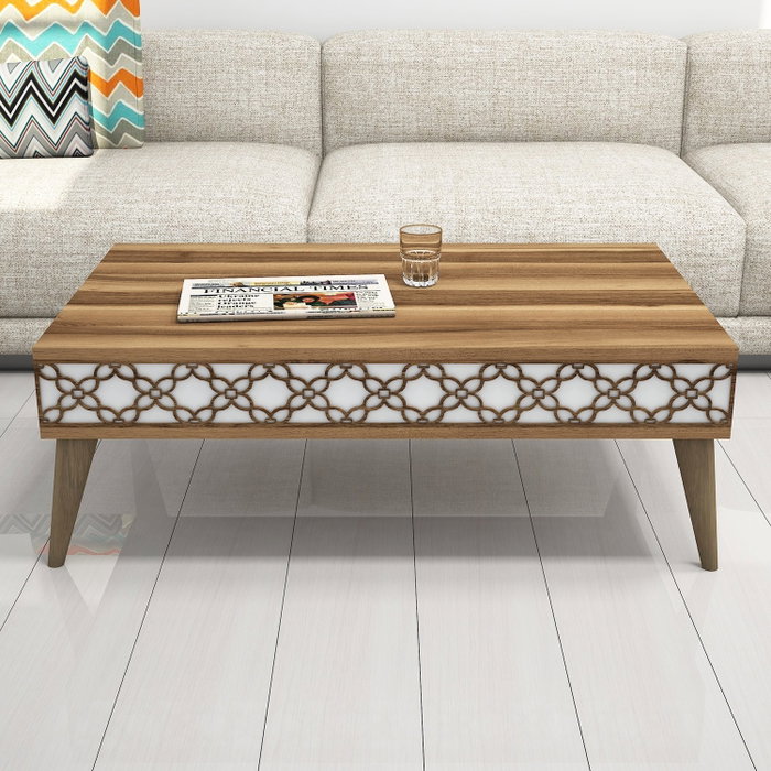 Hanah Home City - Mesa de centro Nogal y Blanco